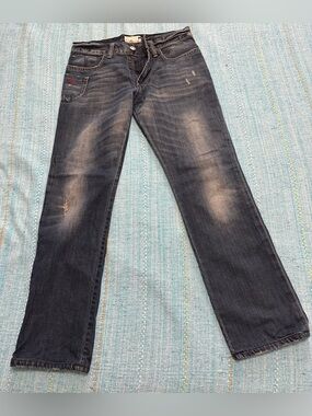 Vintage Slim Fit Men's Dark Blue Energy Jeans - Casual  Denim